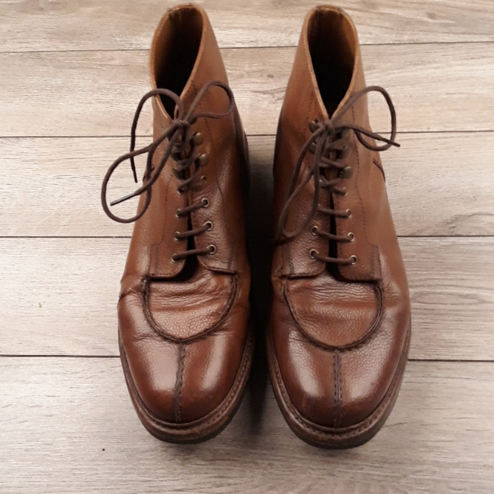 GRENSON Goodyear Brown Leather‎ Sz 11 G Mens Lace Up Split Toe Boots - Picture 2 of 12
